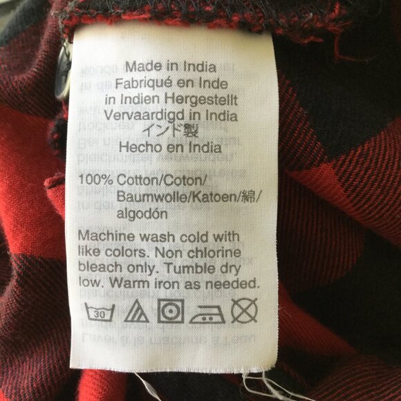 Madewell Red/Black Checkered Flannel Button Down Tie-Front Shirt xl - Picture 7 of 9